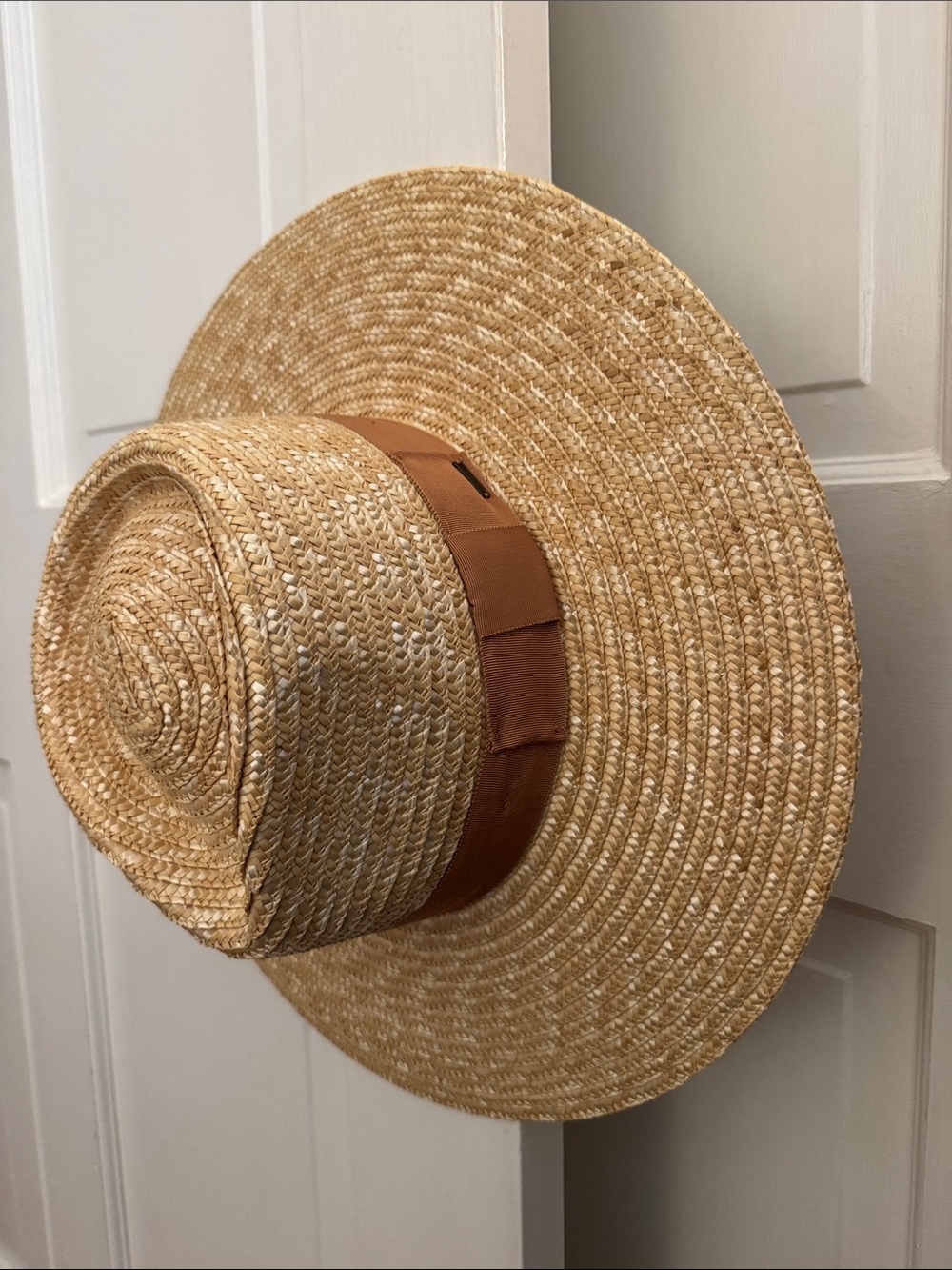 Brixton Natural Straw Wide-Brim Hat with Brown Band